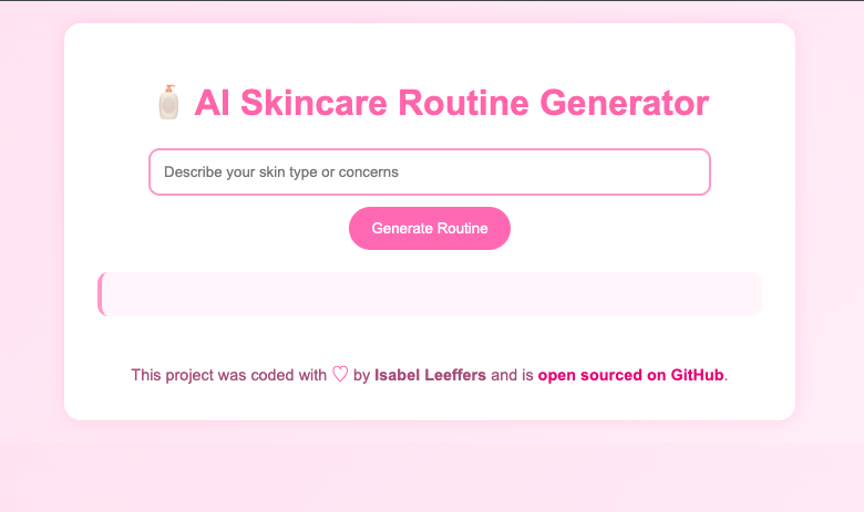 AI Skincare Routine Generator project screenshot