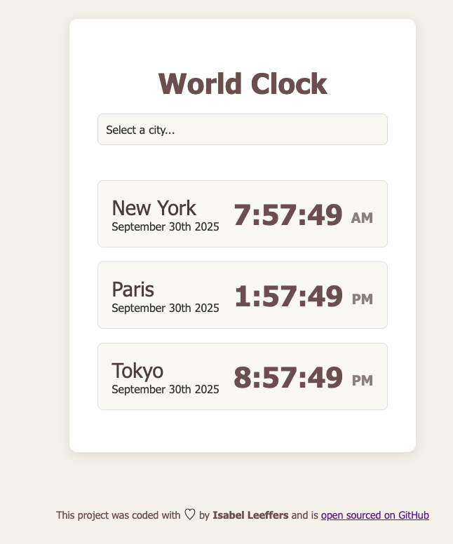 World Clock project screenshot
